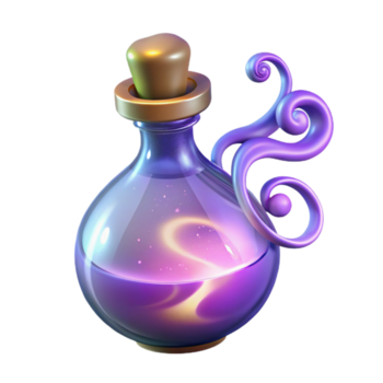 impressive abstract purple potion bottle 3d render 4k png.png