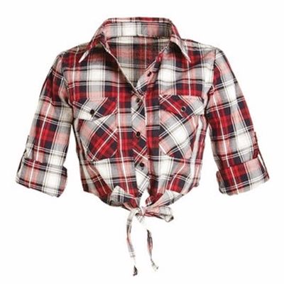 Self Tie Flannel Crop Top - $3.jpg