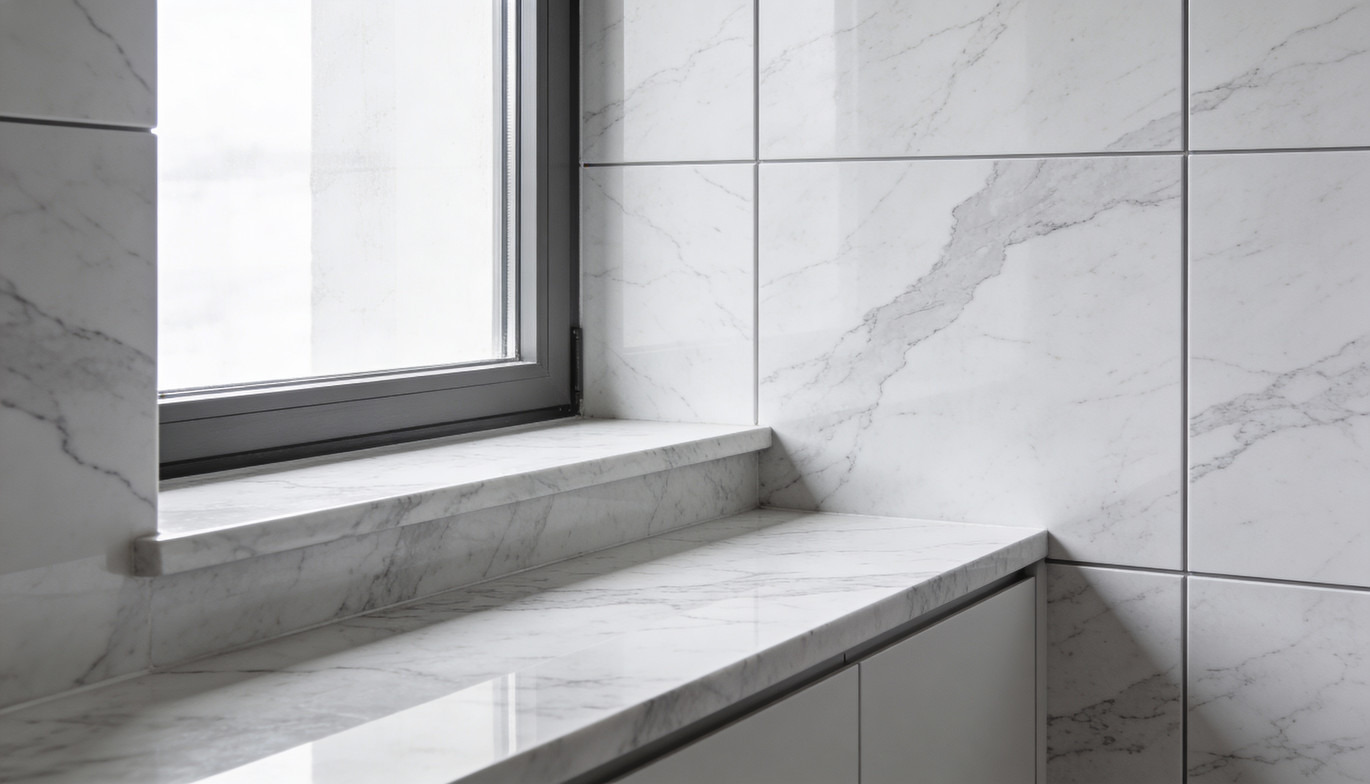 Мраморныей подоконник в интерьере