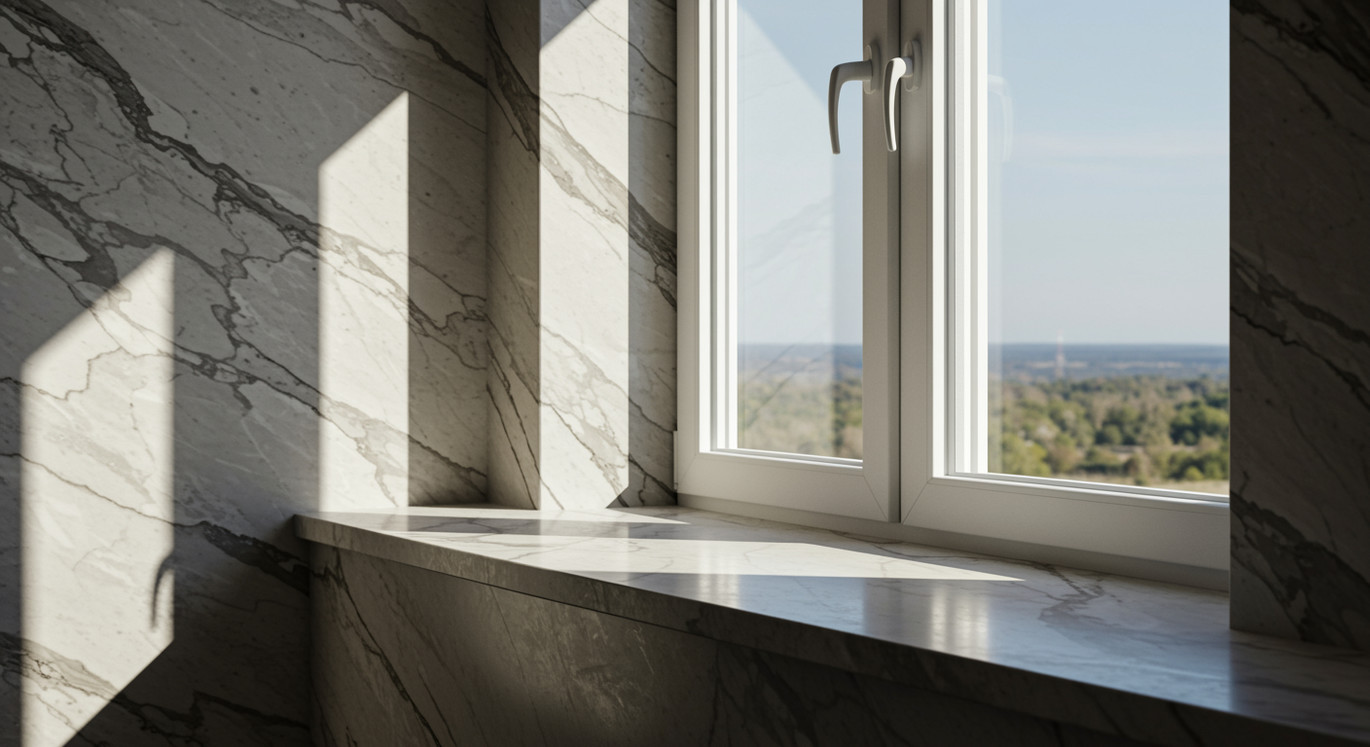 Мраморныей подоконник в интерьере