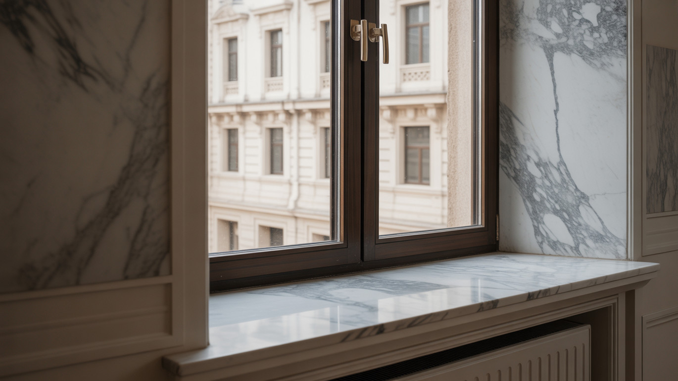 Мраморныей подоконник в интерьере