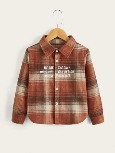 Toddler Boys Plaid Slogan Graphic Button Through Coat.jpg