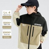 Young Boy Waterproof Windproof Colorblock Outdoor Sports Jacket, Breathable, Moisture Wicking, Durab