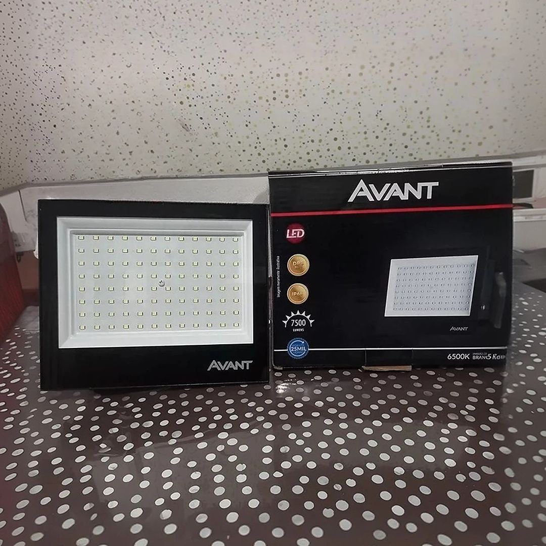 Refletor Led Slim 50w 6500k Branco Frio Ip65 a prova d’água Preto Cod: 259501372 Avant