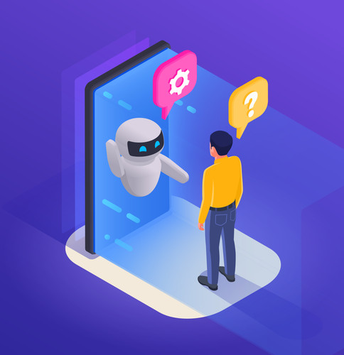 Chatbot messenger program concept with support symbols isometric vector illustration.jpg
