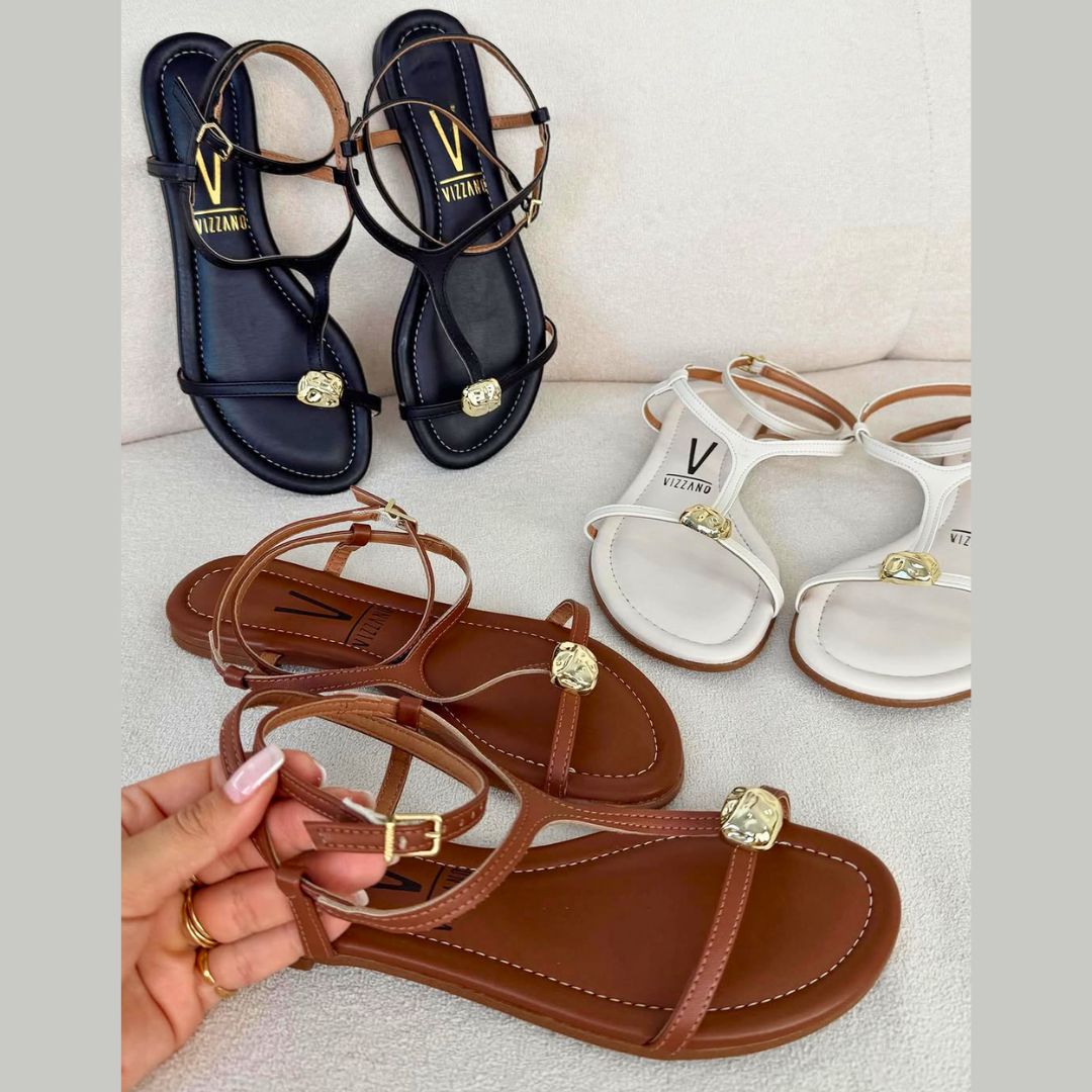 Sandália Casual Feminina Sola Rasteira Vizzano