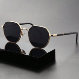 1pc Metal Geometric Retro Simple Round Frame UV Resistant Men's Sunglasses For Summer Casual Wear, B