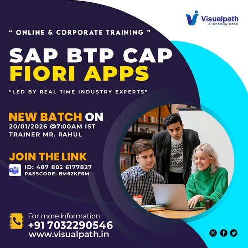✨ Start the year with the right skill.
🚀 Upcoming New Batch - SAP BTP CAP Fiori Apps
👨‍🏫 Mr. Rahul
📅 20 Jan 2026 | ⏰ 7:00 AM IST
🔗 Join: https://teams.microsoft.com/meet/4878026177827?p=IFFJFHLPAMPw143Gtt
🆔 487 802 6177827 | bM62kF6M
You’ll walk away with:
• Clear understanding of SAP BTP architecture
• Ability to design and build CAP-based services
• Confidence to work on real SAP Fiori projects
• A skillset that’s actually in demand in 2026
🚀 Don’t just “add a course” - add a future-proof skill.
📞 +91 7032290546
🌐 Know More: https://www.visualpath.in/sap-btp-cap-fiori-training.html