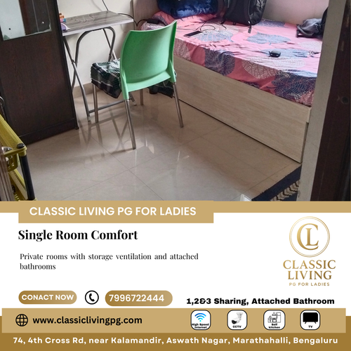 Single sharing rooms at Classic Living PG for Ladies offer comfort space and peace..png