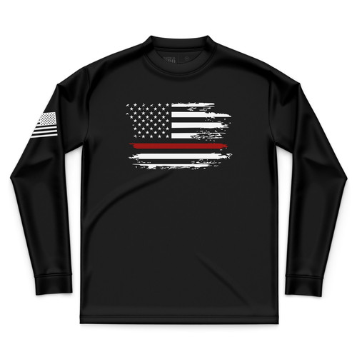 10 Long Sleeve Front Distressed Flag Red Line.jpg