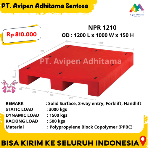 Pallet Plastik Solid Beban Berat Type NPR 1210