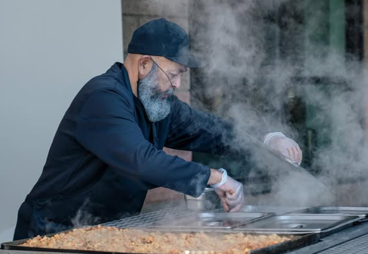 Happy customers enjoying taco catering