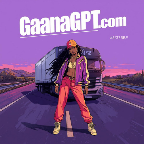 1. A sexy Bollywood street rap girl standing on a lavender lit highway, hand raised to her hair, a G.jpg