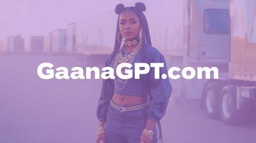 Street rap heroine with gold accessories, lavender haze, parked GaanaGPT truck — cover the person wi.jpg