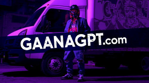 Lavender lit street rap character in Indian pop comic style, GaanaGPT truck — #8376bf overlay over f.jpg