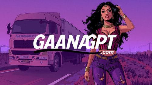 1. A sexy Bollywood street rap girl standing on a lavender lit highway, hand raised to her hair, a G.jpg