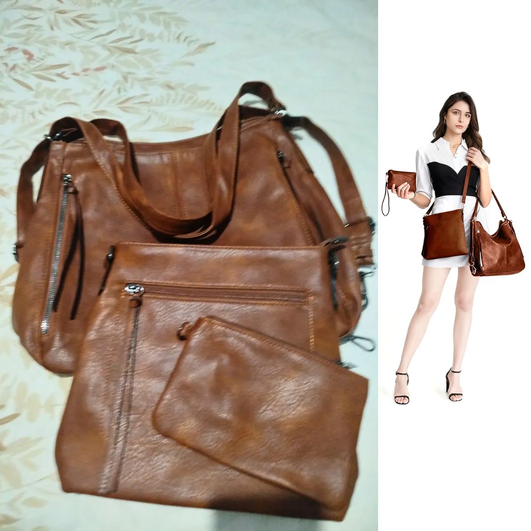 Kit 3 Bolsa Feminina Transversal Sacola Mochila Carterira