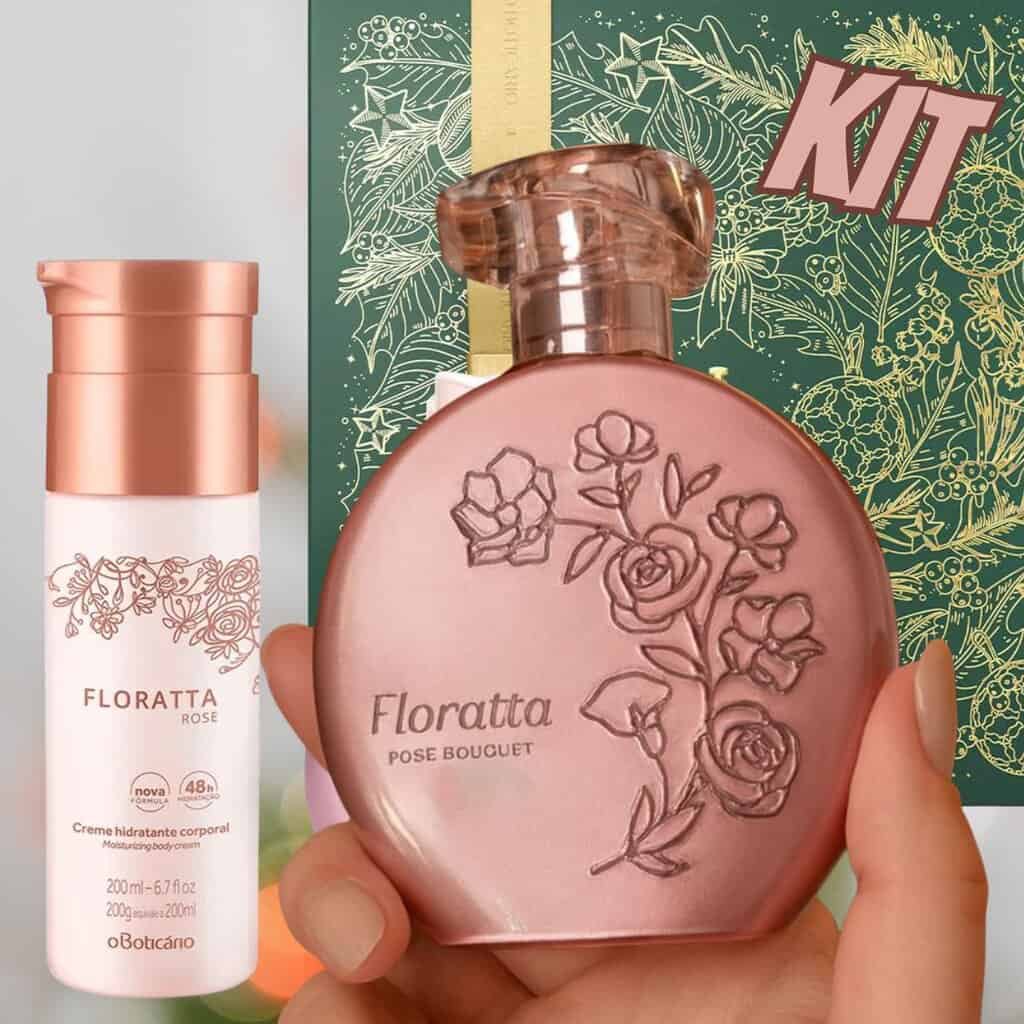 Combo Presente Floratta Rose: Bouquet Desodorante Colônia 75ml + Creme Hidratante Desodorante Corporal 200ml + Caixa Presenteável