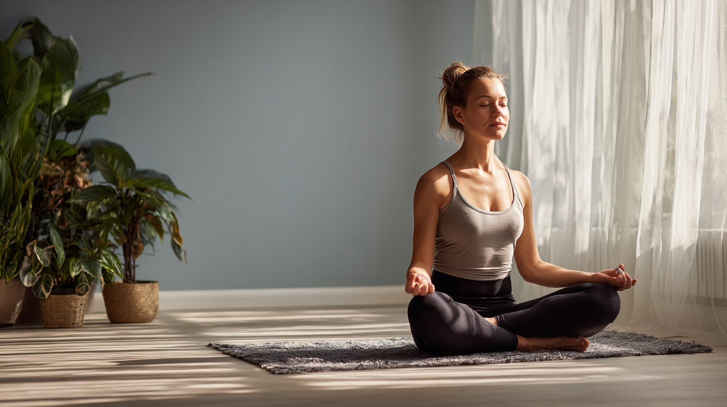 Человек практикует дыхательные упражнения для снижения тревоги