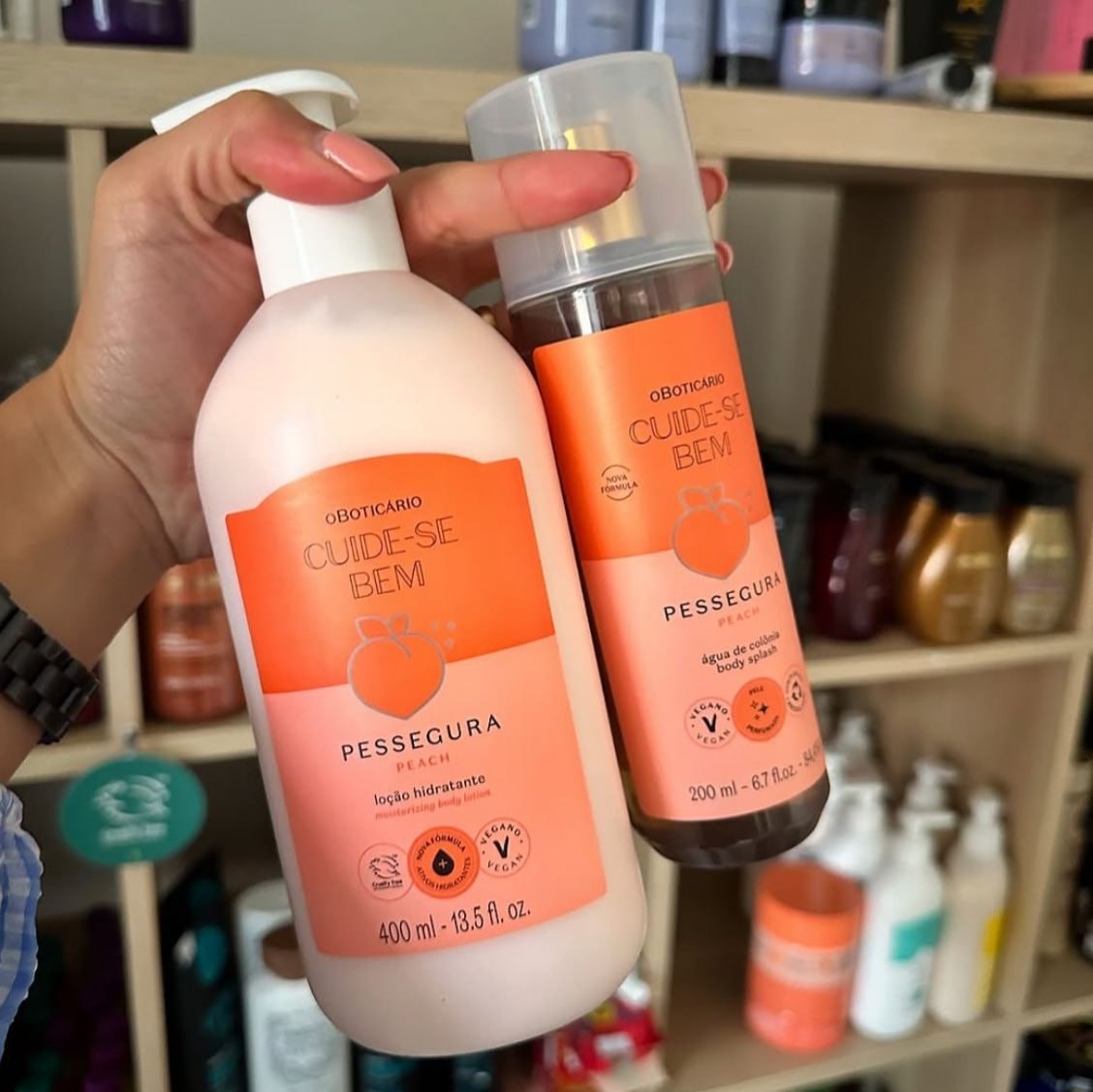 Combo Cuide-se Bem Pessegura : Body Splash 200ml + Loção Corporal 400ml