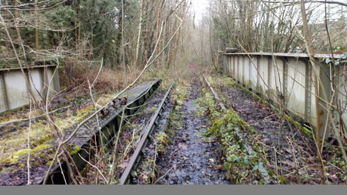 Former Keele railway on the Stoke Market Drayton Line, tracks in situ but out of use..jpg