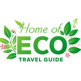 create catchy image for Home Of Eco Travel Guide insert travel, leafs and flowers icon