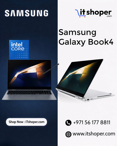 Samsung Galaxy Book4 laptop displayed for ITshoper electronics online store, featuring a sleek desig.jpg