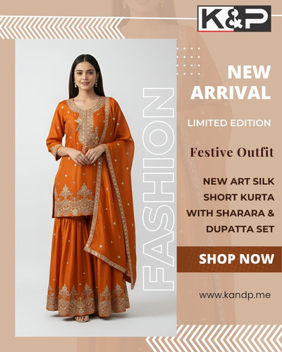 Silk Short Kurta with Sharara & Dupatta Set.jpg
