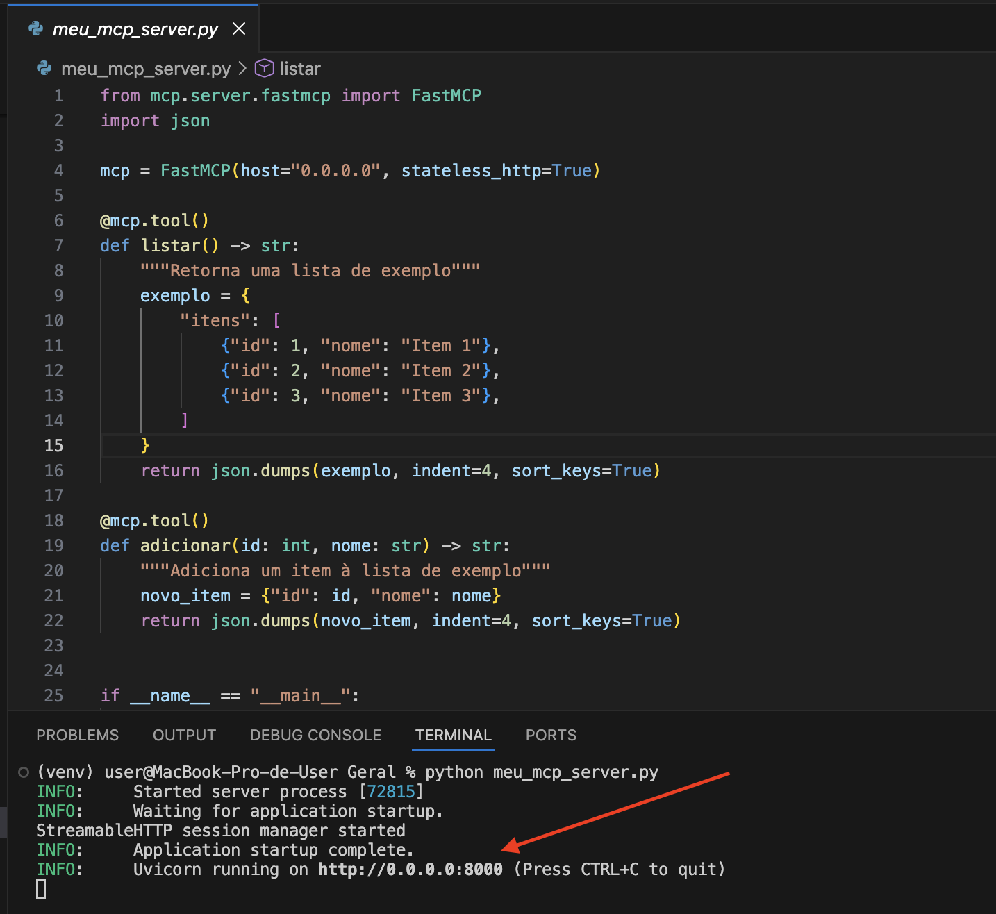 Figura 01 - Servidor MCP executando localmente
