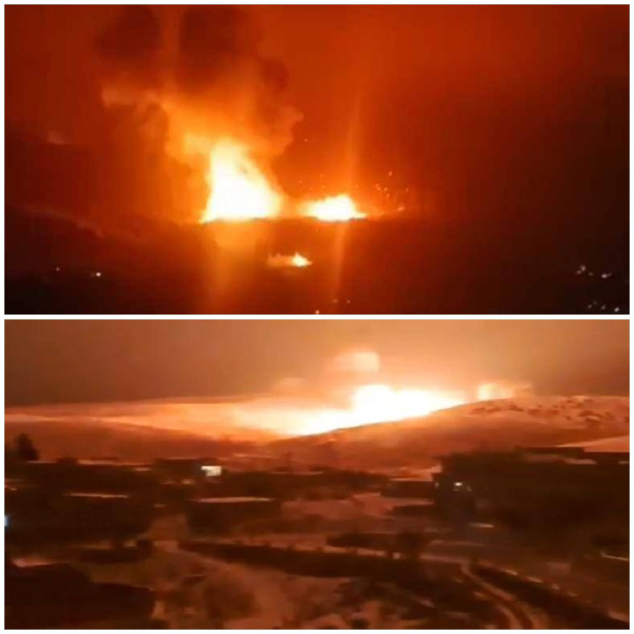 غارات إسرائيلية عنيفة على مناطق مفتوحة قرب مدينة الهرمل، شرق لبنان....