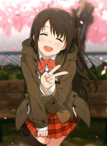 HD wallpaper anime anime girls shimamura uzuki school uniform frontal view smiling closed eyes head .jpg
