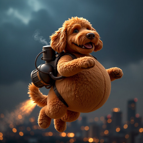 Big Belly Bob BBB a plush labradoodle with an absurdly large spherical belly now equipped with a tin.jpg