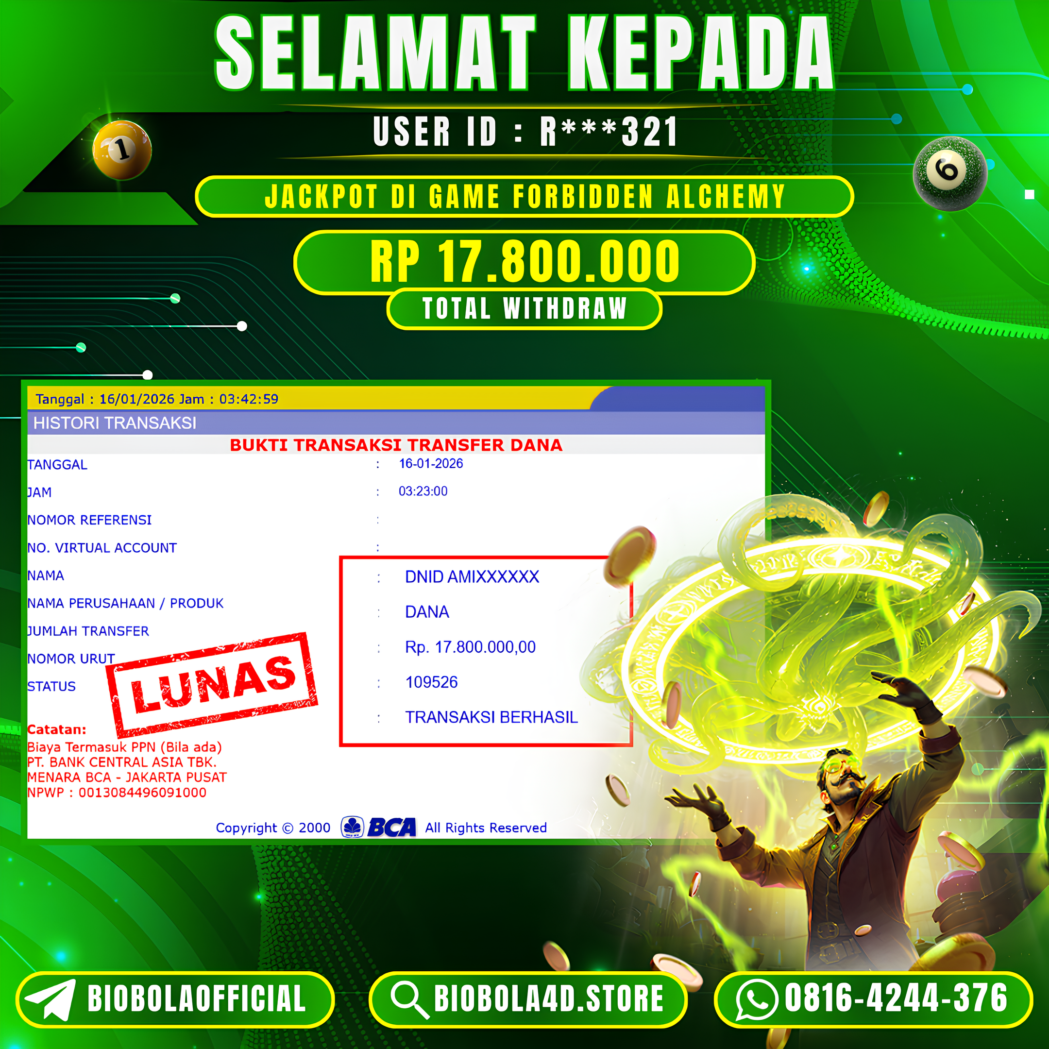 JP Forbidden Alchemy PG SOFT 17 JT DI BAYAR LUNAS !!