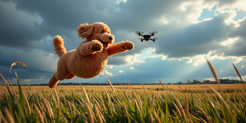 Big Belly Bob BBB the plush labradoodle with an absurdly large spherical belly is captured in a chao.jpg