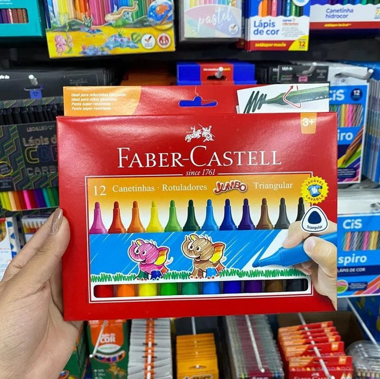 Canetinha Hidrográfica, Faber-Castell, Jumbo, 15.0212J, 12 Cores