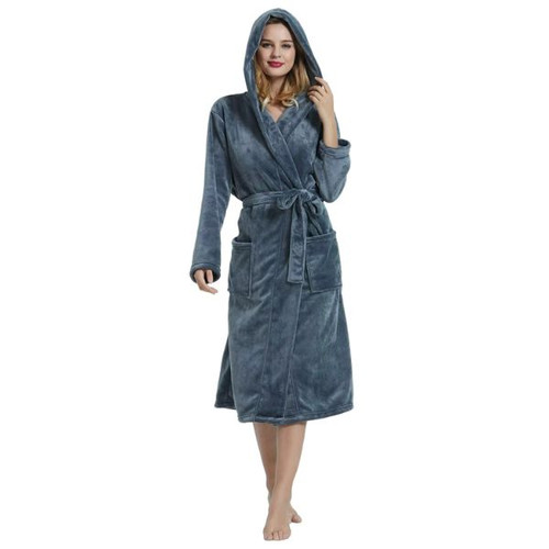 Soft Grey Colored Hooded Bathrobe - $3.5.jpg