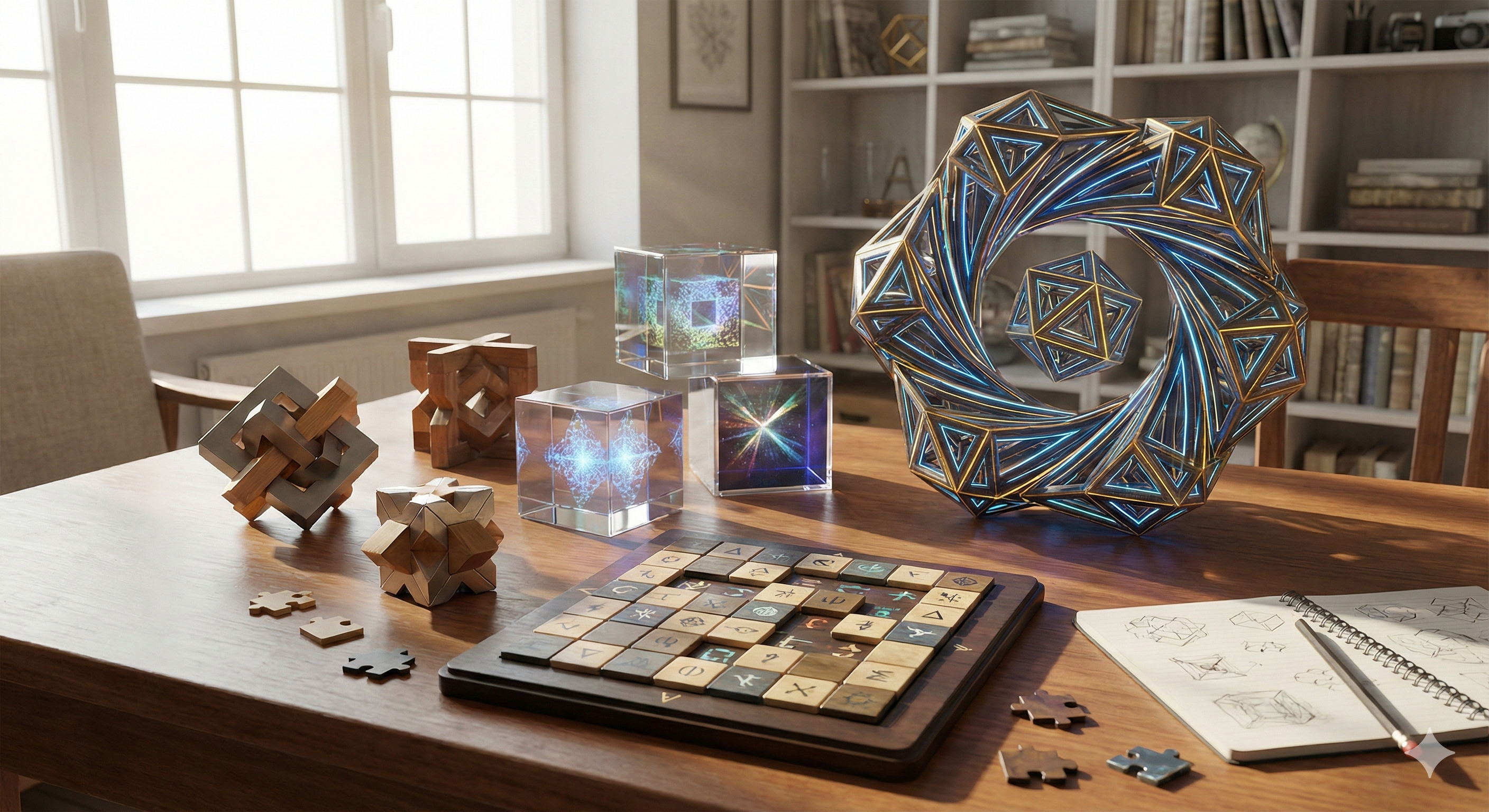Abstract reasoning puzzles with complex shapes and patterns