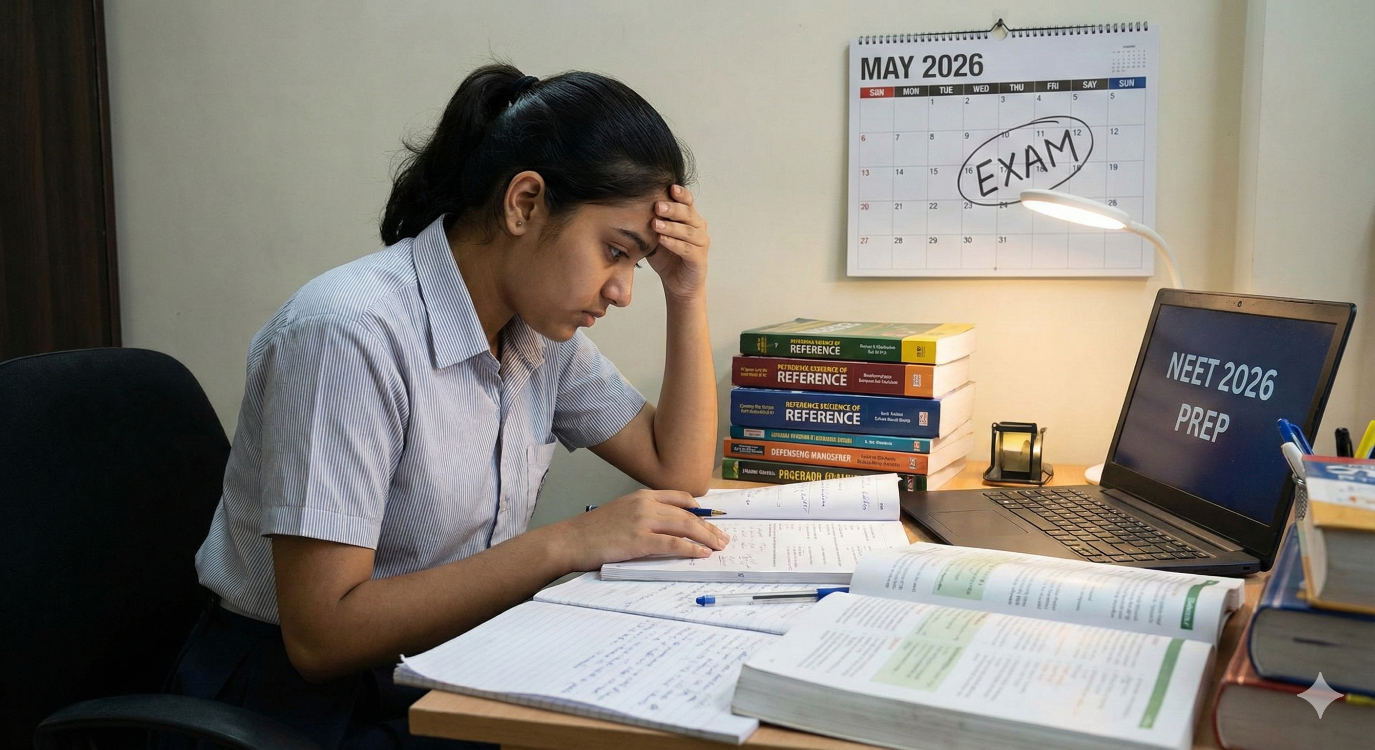 High school student studying rigorously for the medical entrance exam