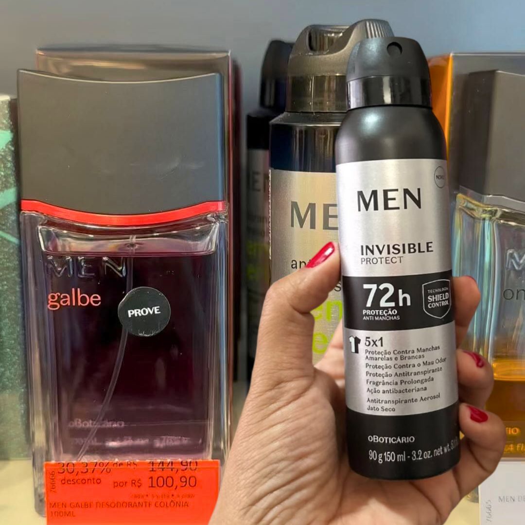 Combo Presente Men: Galbe Desodorante Colônia 100ml + Invisible Desodorante Antitranspirante 150ml + Caixa De Presente
