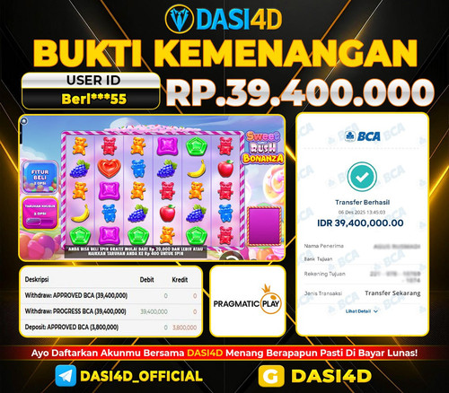 BUKTI KEMENANGAN 06 DECEMBER 2025 DI  SWEET RUSH BONANZA  RP.39.400.000
