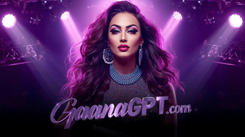 A glamorous Bollywood popstar woman in a neon purple spotlight, bold makeup, holographic outfit, dra.jpg
