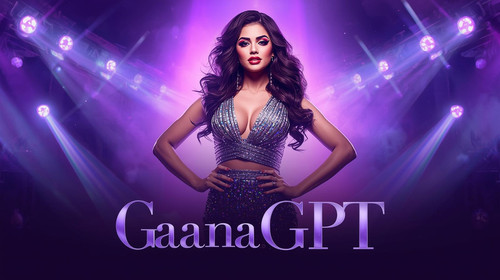 A glamorous Bollywood popstar woman in a neon purple spotlight, bold makeup, holographic outfit, dra.jpg