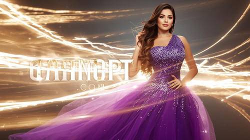 Tollywood glam heroine in shiny purple dress with slow shutter light trails; “GaanaGPT.com” bold cin.jpg