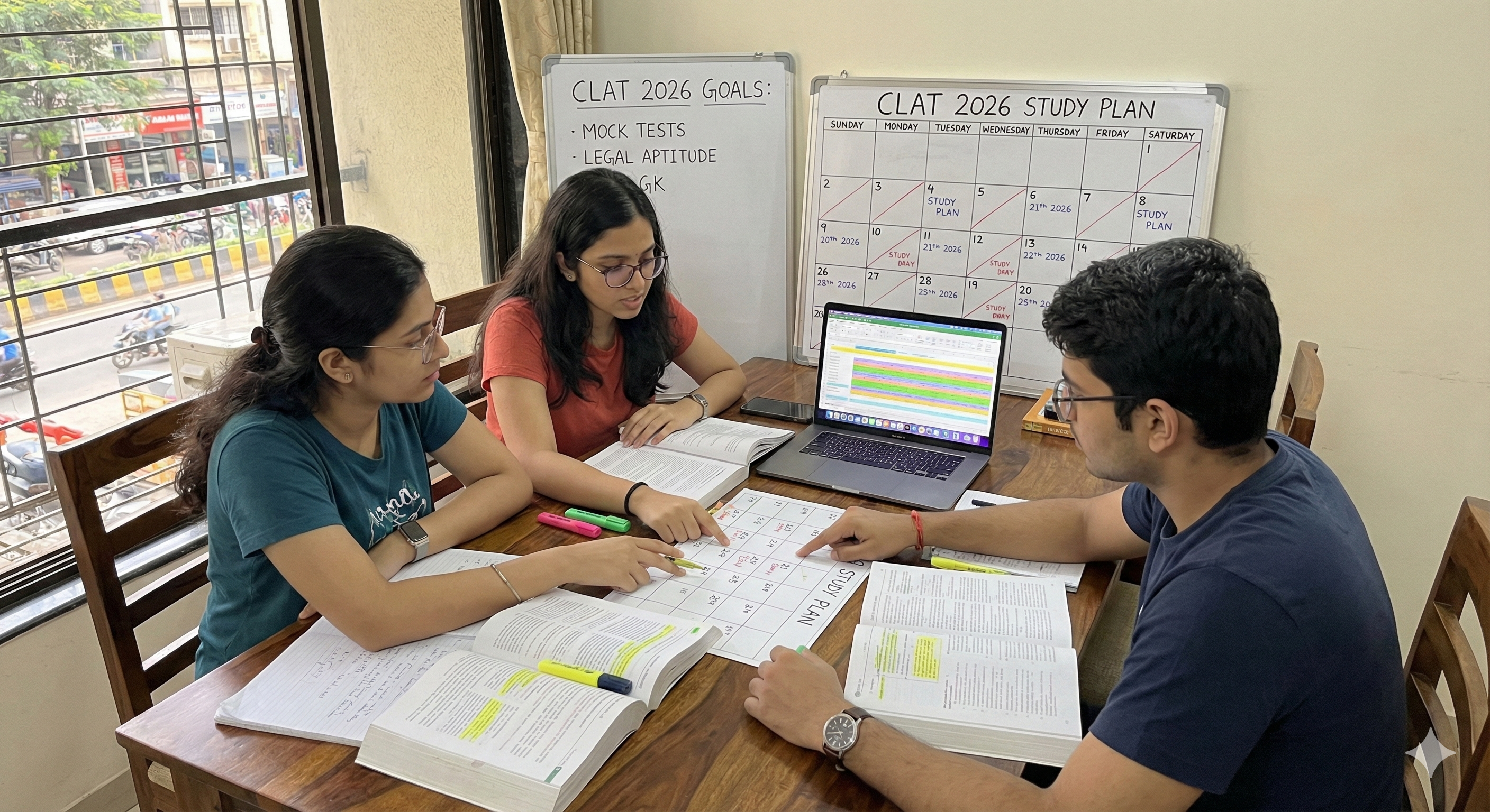 Students planning their CLAT 2026 study schedule