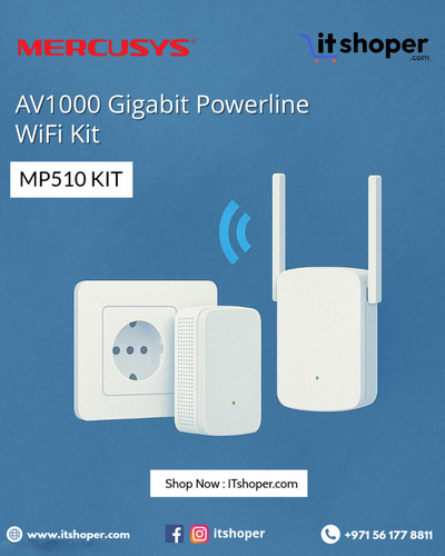 Mercusys MP510 powerline wifi kit white wifi device plug adapter poster background.jpg