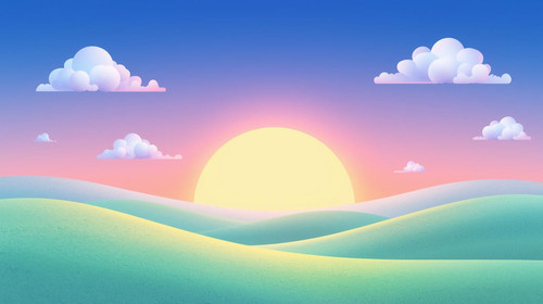 Buat background untuk game Flappy Math Bird gaya 3D cartoon. Background langit senja cerah, ada mata.jpg
