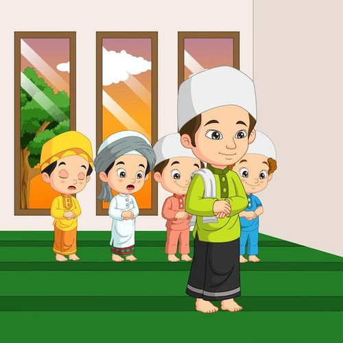 From KlickPin CF Muslim man and kid praying in a mosque Premium Vector Islamic cartoon Muslim kids P.jpg