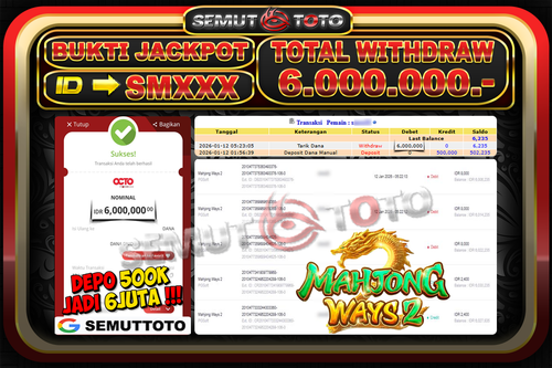 BUKTI JACKPOT SLOT GACOR MAHJONG WAYS 6JT 12 1 2026.png