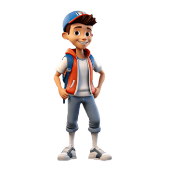 ai generated 3d cartoon character a cute student boy isolated transparent background generated with .png