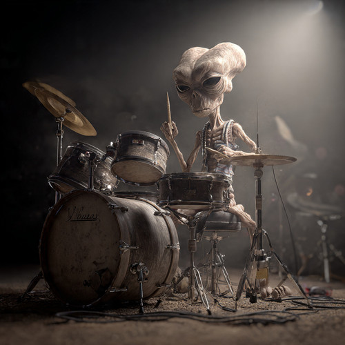 skinny bob the alien playing the drums.jpg